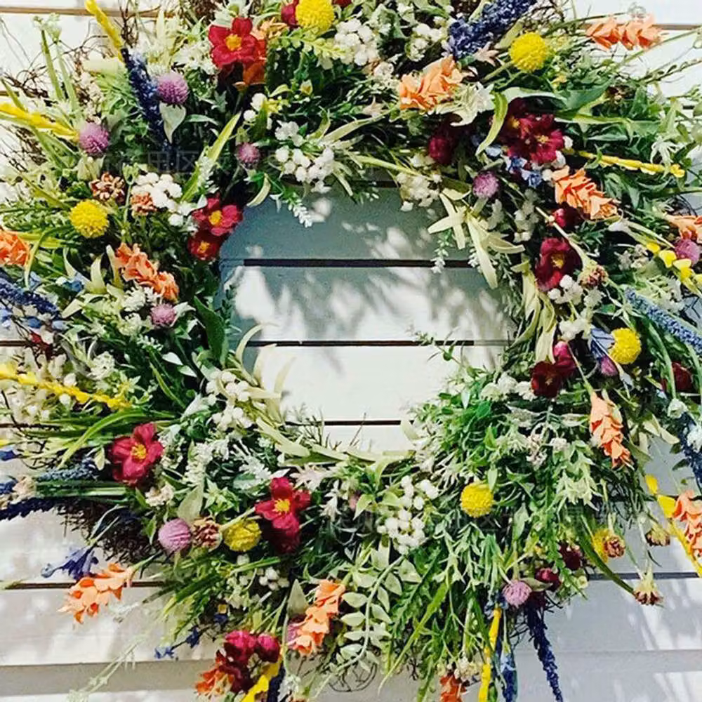 YnysTec Spring Large Multicolour Artificial Flower Wreath in Green for Front Doors and Walls – 4