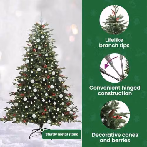vidaXL Artificial Christmas Tree with 300 LEDs, Green, Height: 180 cm – 5