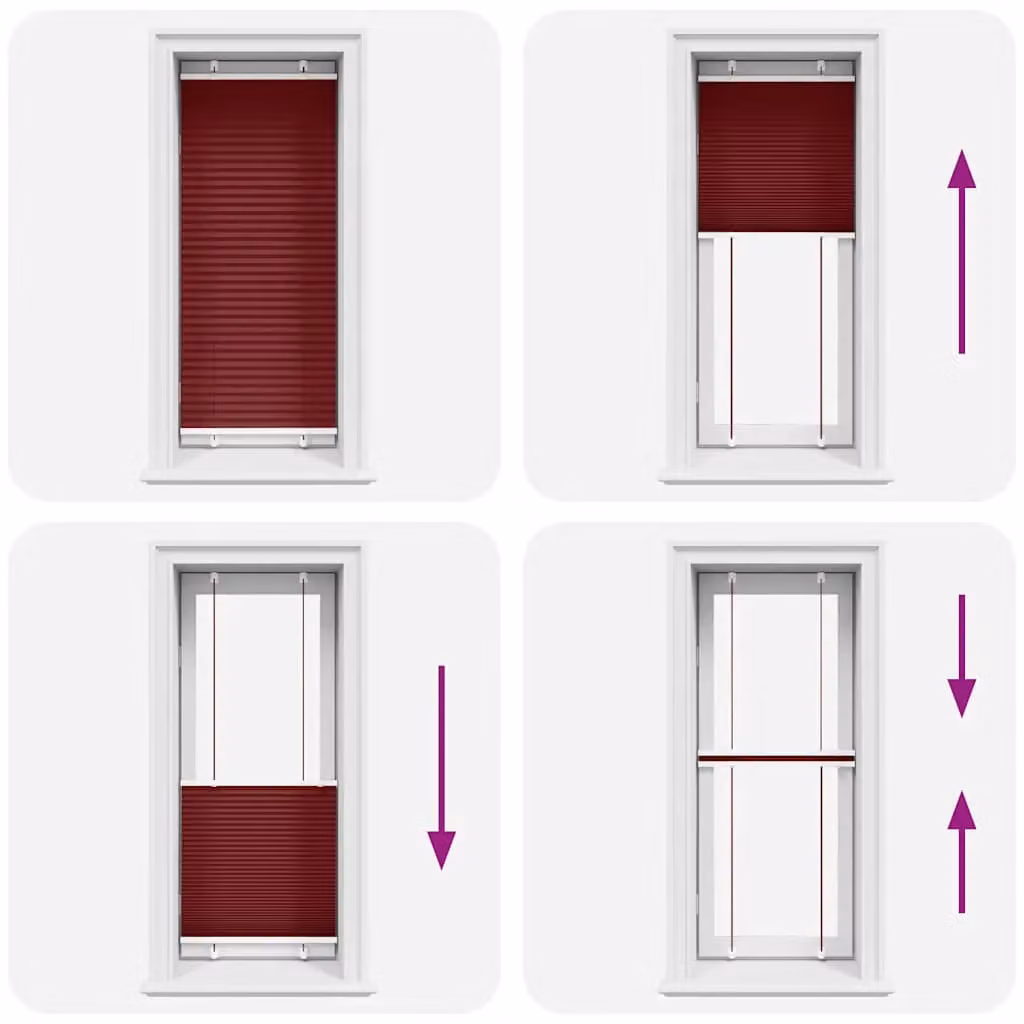 Berkfield Home Single Pleat Corded Blind in Bordeaux Red, W: 55 cm, H: 150 cm, Semi-Transparent Polyester Fabric – 3