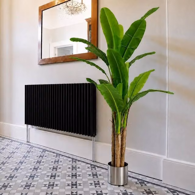 Leaf 180cm Artificial Banana Tree Tropical Plant with Silver Planter in Green – 1