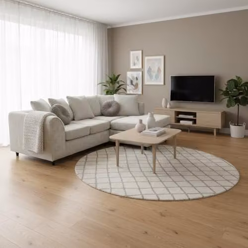 Abakus Direct Jumbo Chenille L-Shaped Corner Sofa with Chaise Extension in White, Right Hand Facing – 2