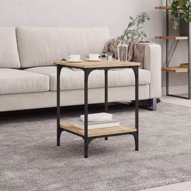 Berkfield Home Sonoma Oak Coffee Table in Brown, W/D/H: 40 x 40 x 55 cm – 1