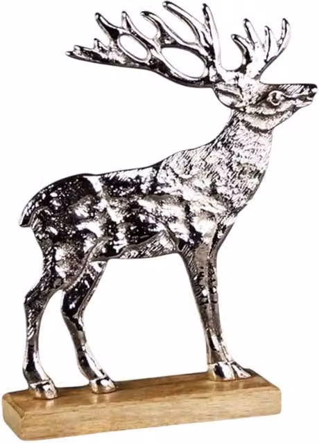 Four Candle Silver Metal Reindeer Christmas Tabletop Decoration, Height: 19 cm
