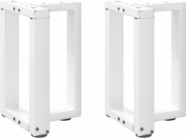 Berkfield Home T-Shaped Coffee Table Legs, 2 Pieces, White Steel, W: 28 cm, D: 25 cm, H: 42-43 cm