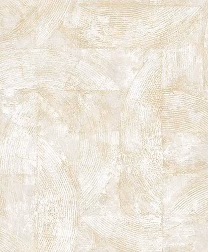 Grandeco A56101 Non-Woven Geometric Abstract Wallpaper in Cream Gold Metallic