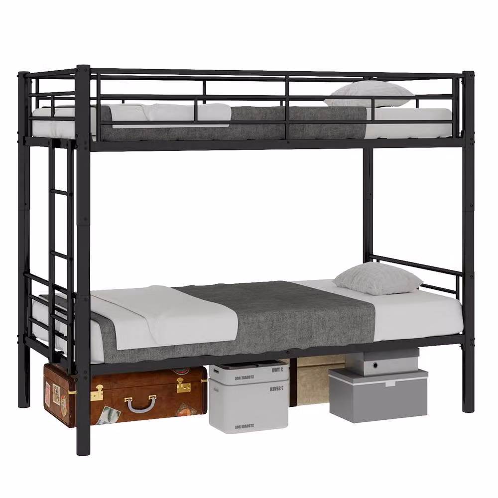 STILVORA Modern Metal Bunk Bed for Children in Black, W/D/H: 156.0 x 91.44 x 24.0 cm – 4