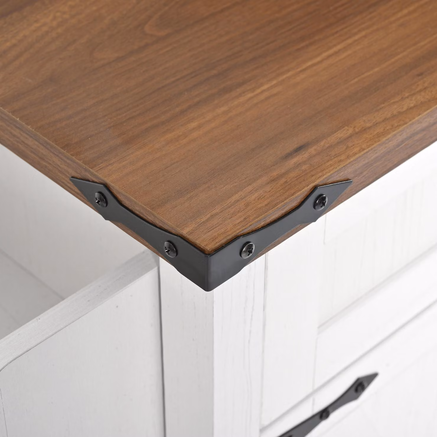 Aosom.UK Farmhouse Style Kitchen Island Trolley with Adjustable Shelf, White, W: 73 cm, D: 73 cm, H: 90.5 cm – 6