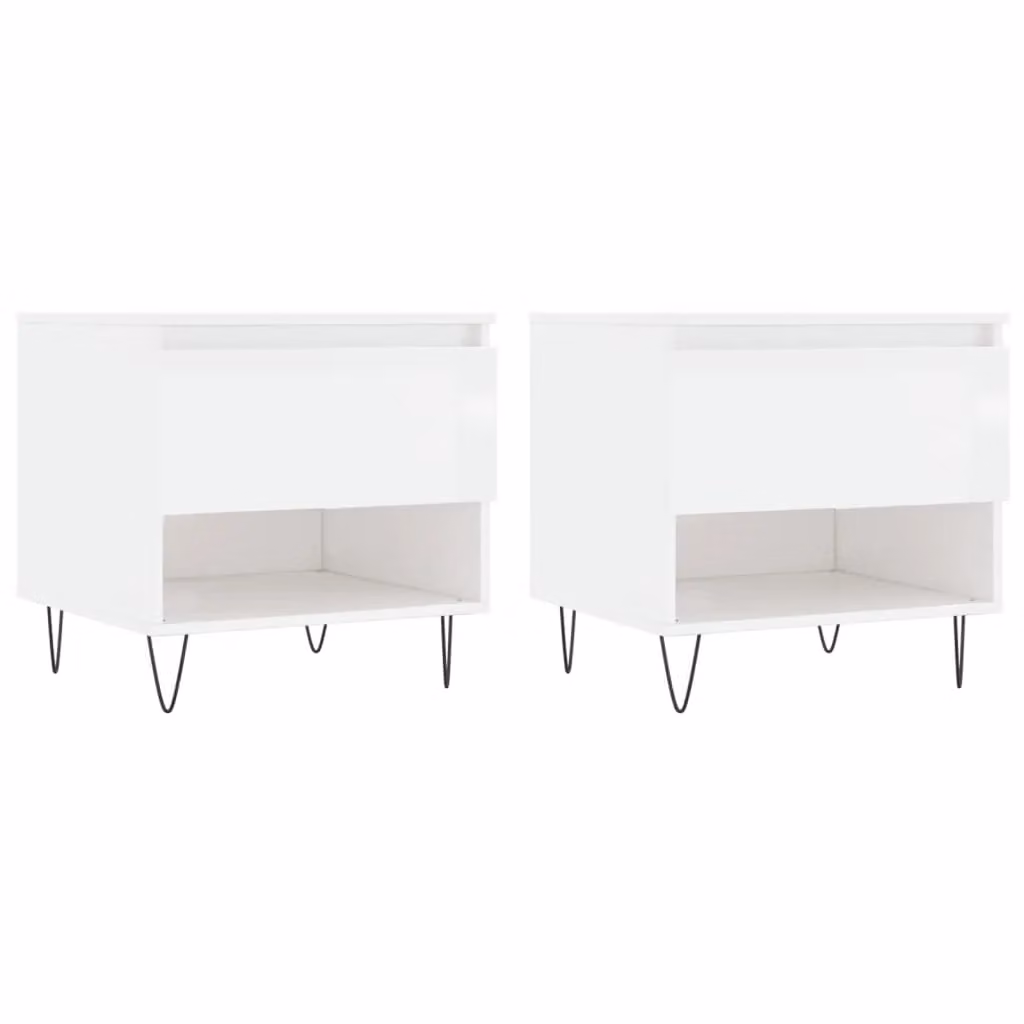 Berkfield Home Set of 2 High Gloss White Square Coffee Tables, W/D/H: 50 x 46 x 50 cm – 2