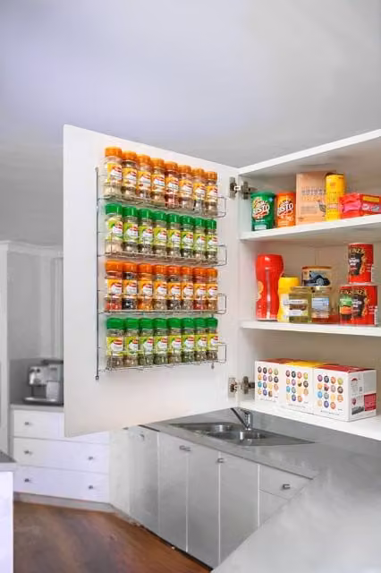 Neo 4 Tier Stainless Steel Spice Rack in Silver for Wall or Cupboard Mounting – 1