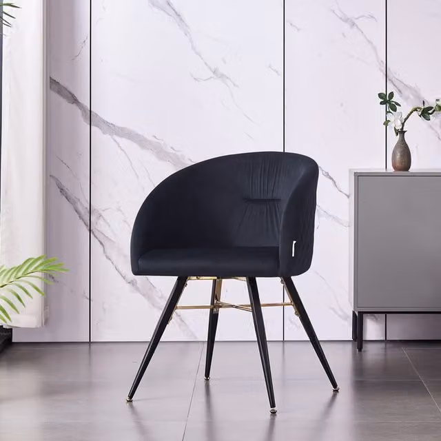 Life Interiors Vittorio LUX Velvet Dining Chairs, Set of 2, Black