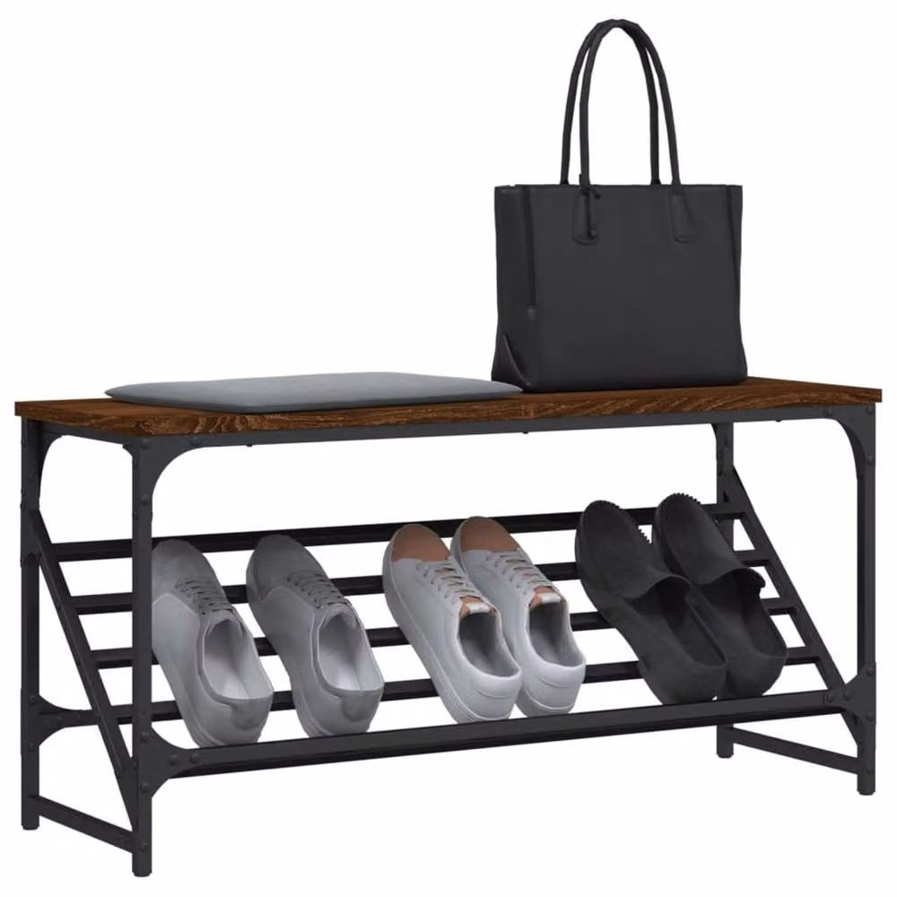 Berkfield Home Brown Oak Shoe Rack, W/D/H: 90 x 30 x 45 cm – 3
