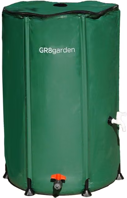 Gr8 Garden Collapsible 250 l PVC Rain Barrel with Filter and Drain Tap in Green