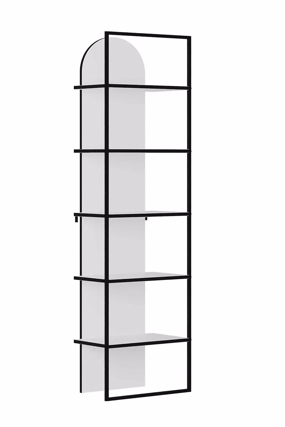 FWStyle 5 Tier Modern Bookcase Shelving Unit with Black Metal Frame and White Lacquered MDF Shelves – 2