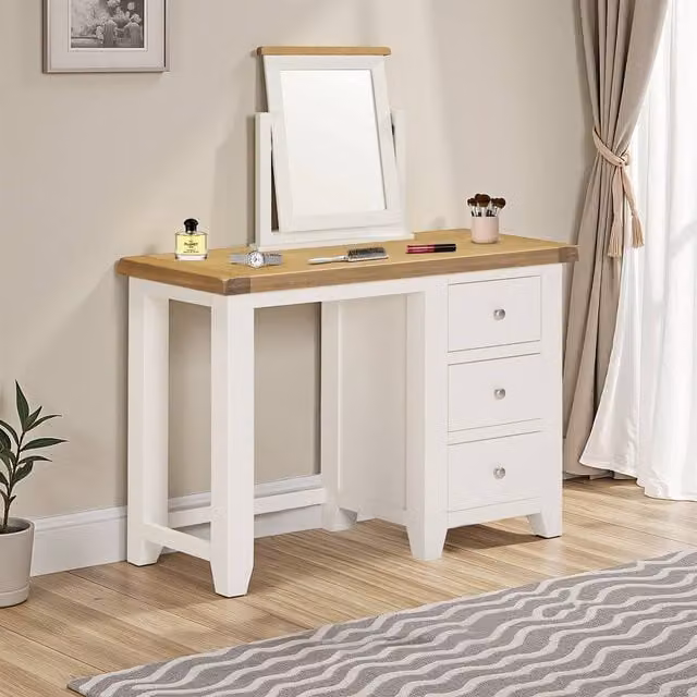 Seconique Windsor 3 Drawer Dressing Table in Ivory/Beige