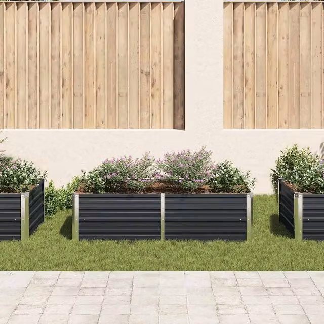 Berkfield Home Raised Garden Bed in Anthracite Galvanised Steel, W/D/H: 160 x 80 x 45 cm