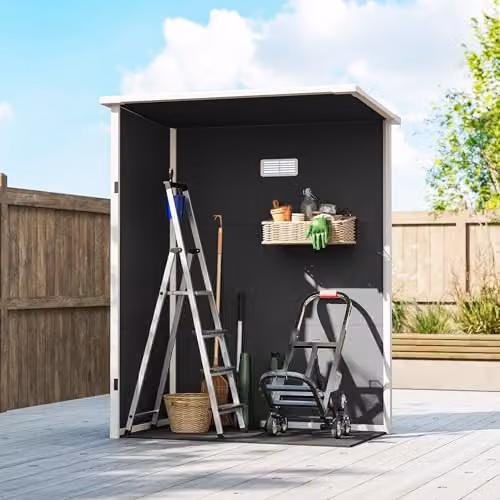 Outsunny Black Plastic Pent Garden Shed with Lockable Door and Window – 6