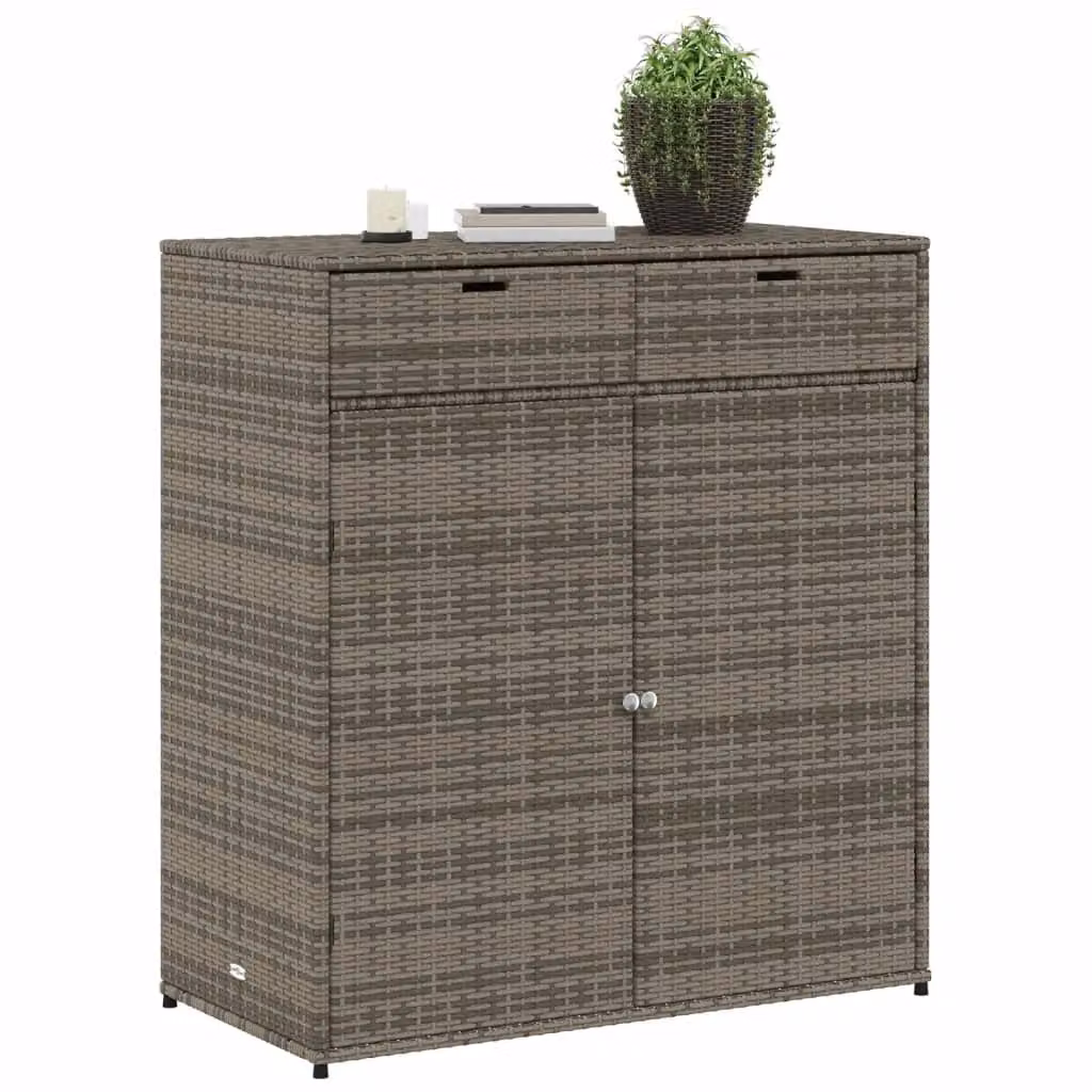 Berkfield Home Grey Poly Rattan Garden Storage Cabinet with Hinged Doors W/D/H: 105 x 55 x 113 cm – 2