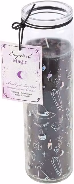 Something Different Jasmine Witch Amethyst Glass Tube Candle in Black and Transparent