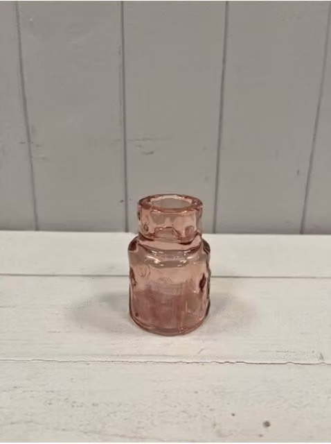 KDMD Small Pink Rose Textured Glass Tealight Candle Holder