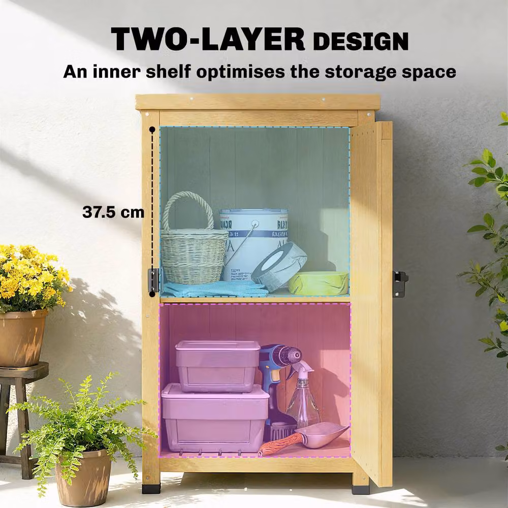 OUTSUNNY Wooden Corner Cabinet with Internal Shelving, Brown, W/D/H: 45.0 x 42.0 x 85.0 cm – 4