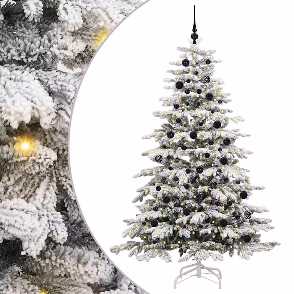 Berkfield Home Elegant White Artificial Hinged Christmas Tree, Height: 210 cm – 3