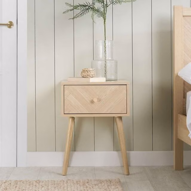 Birlea Herringford 1 Drawer Oak Brown Wooden Bedside Cabinet