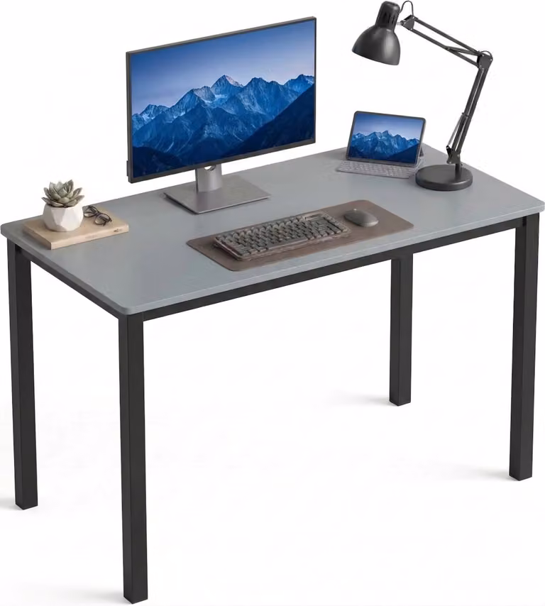 DHS Grey Modern Computer Desk with Matt Composite Top and Metal Legs, W: 100 cm, D: 50 cm