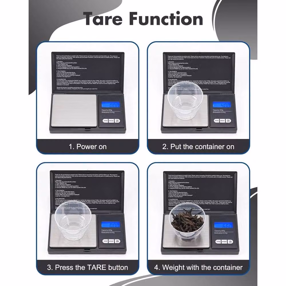 NESTLUNE Mini Pocket Digital Precision Scale, 0.01g-200g, Black, W/D/H: 100 x 100 x 100 mm – 4