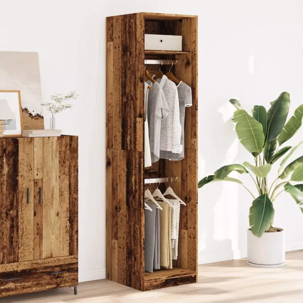 Berkfield Home Old Wood Wardrobe in Brown, W/D/H: 50 x 50 x 200 cm – 3