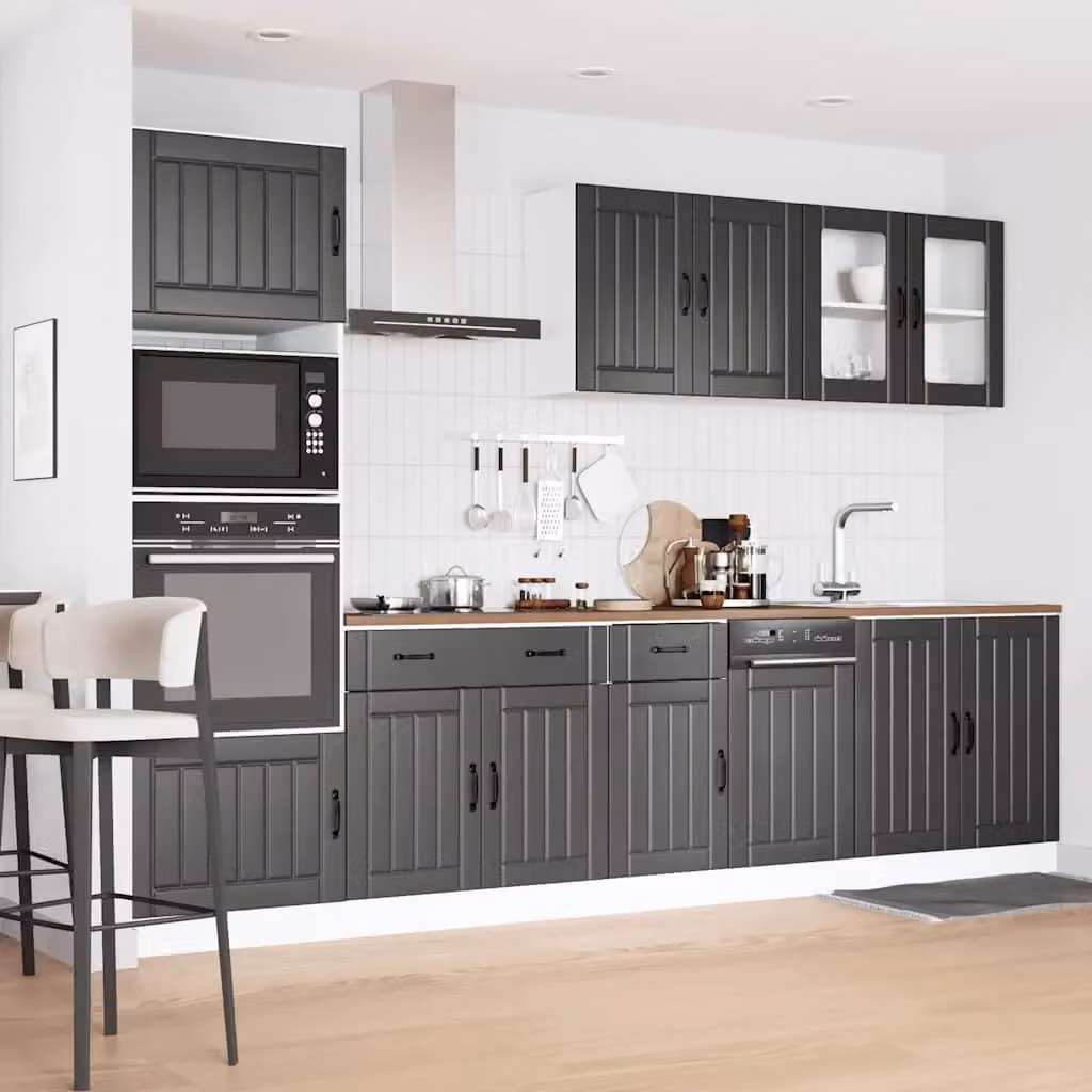 Berkfield Home Kalmar 7 Piece Black Modern Kitchen Cabinet Set in Engineered Wood – 2