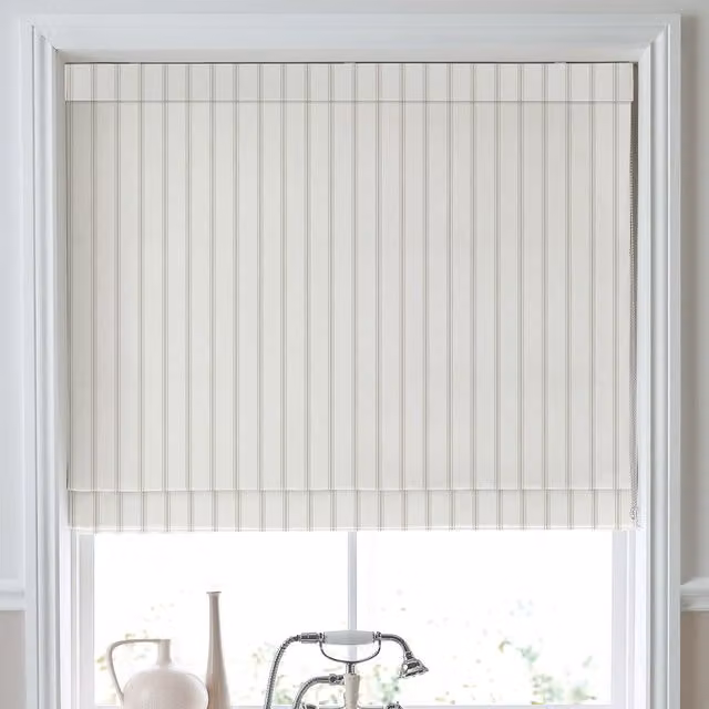 Laura Ashley Farnworth Made To Measure Striped Roman Blind in Beige and Sand