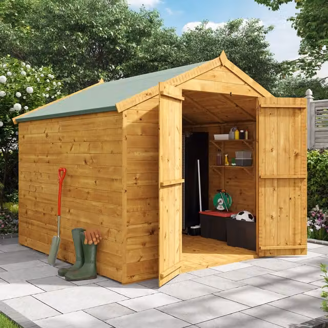 BillyOh Master Tongue and Groove Apex Wooden Shed in Brown, Windowless, W/D/H: 243.84 x 243.84 x 181.16 cm