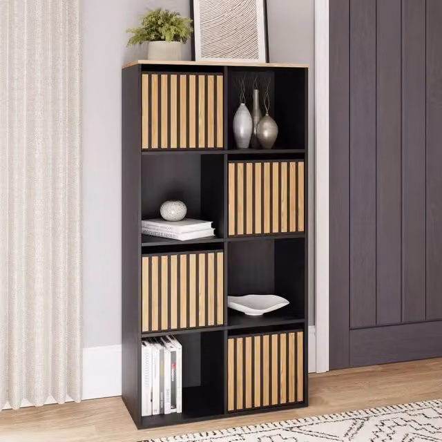 FORGEVIO Modern Cube Storage Unit Organiser in Black Matt MDF