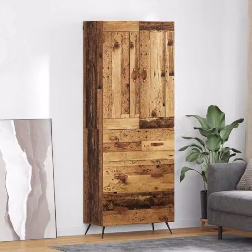 vidaXL Modern Tall Highboard in Old Wood, Brown or Black, W/D/H: 69.5 x 34 x 180 cm – 2