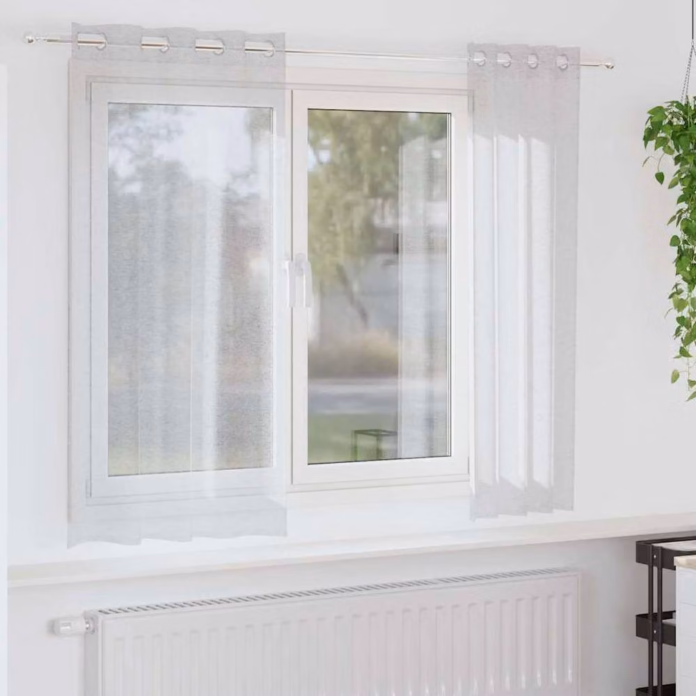 Berkfield Home Plain Grey Eyelet Curtains, 2 Pack, W: 140 cm, H: 175 cm