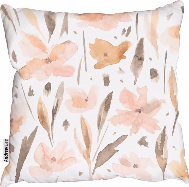 Benjamin Tate Design LTD Pink Elegant Abstract Floral Square Cushion, W: 45 cm x H: 45 cm