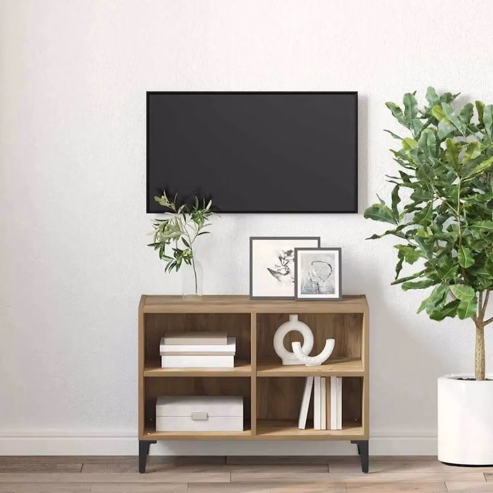 Kelvenix Brown Modern MDF TV Cabinet Set W: 69.5 cm, D: 30 cm, H: 50 cm – 4