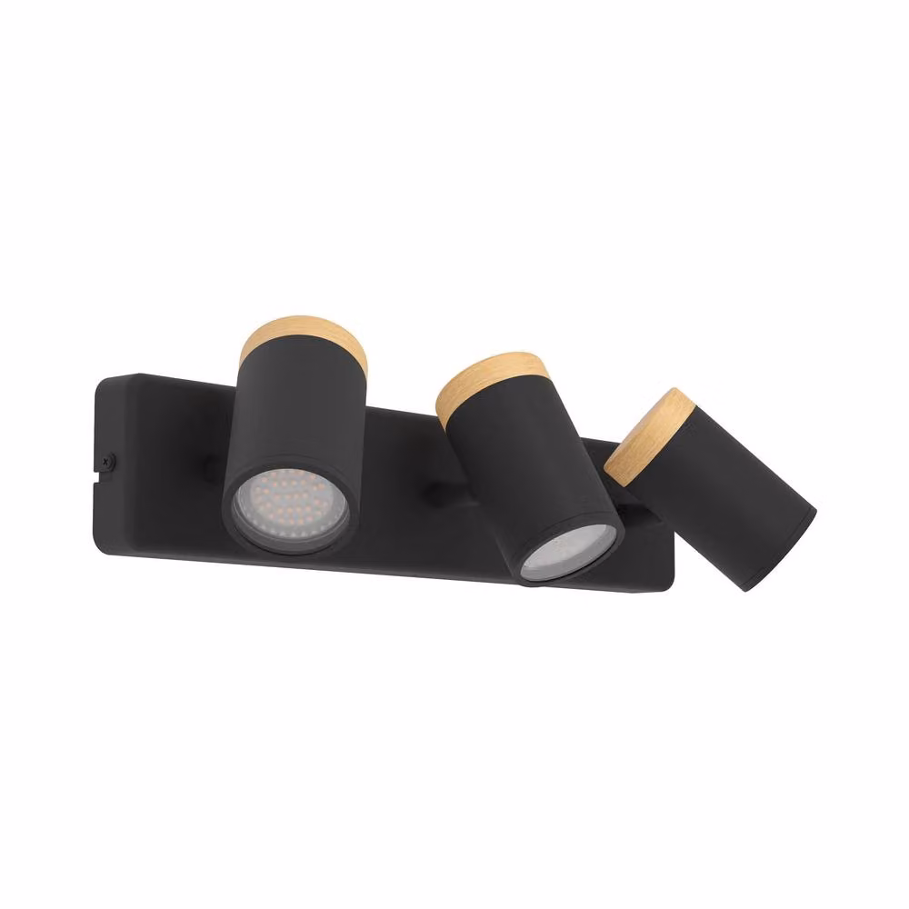 Eglo Consuma 3-Light Modern Ceiling Spotlight for Bathroom and Living Room, Black and Brown Metal and Wood – 2
