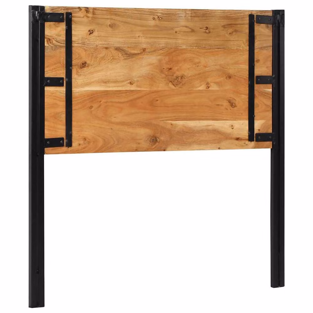 Berkfield Home Industrial Acacia Wood and Iron Headboard, Brown, Width: 100 cm – 2