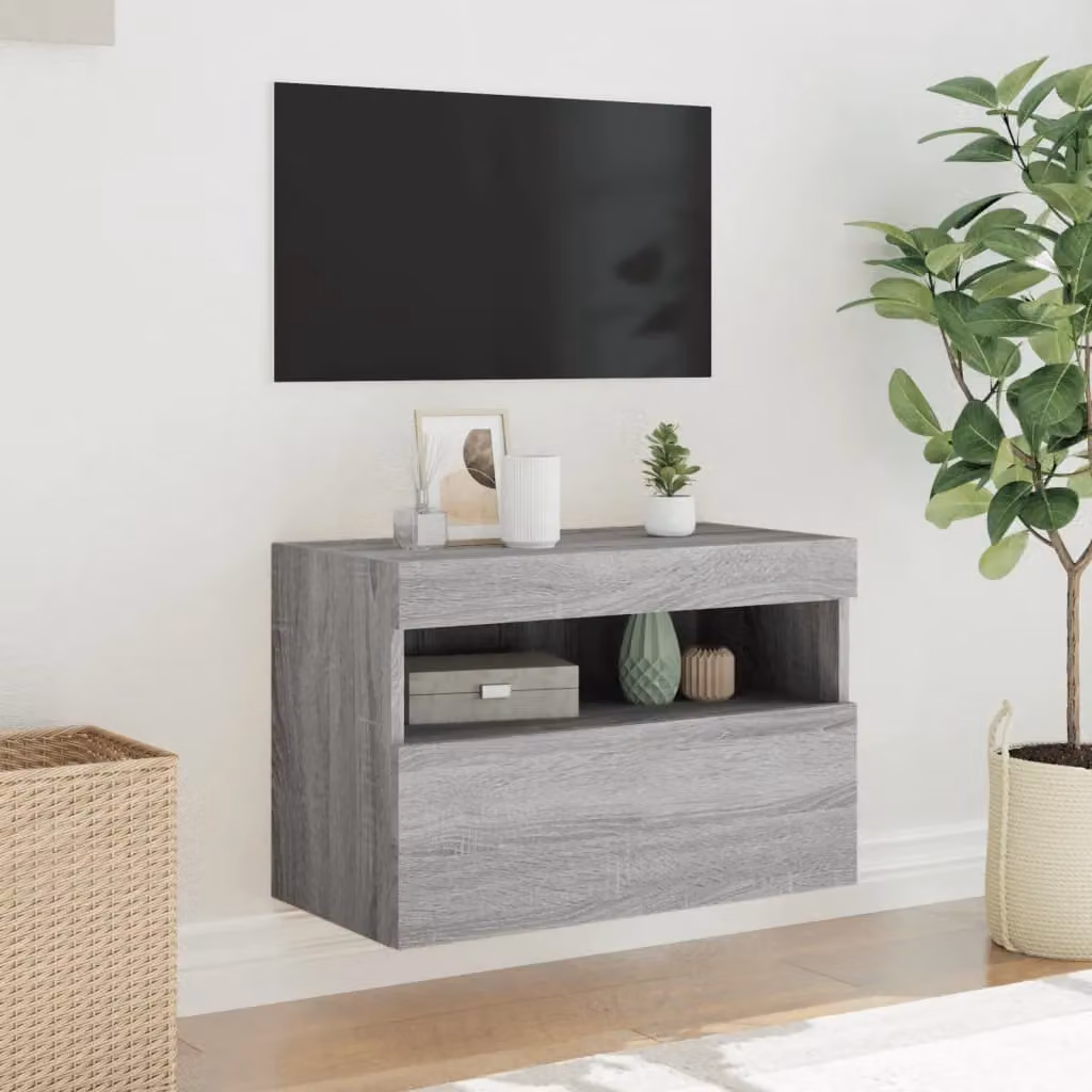Berkfield Home Modern Wall Mounted TV Cabinet with Integrated LED Lights in Grey Sonoma, W: 60 cm, D: 40 cm, H: 40 cm – 3
