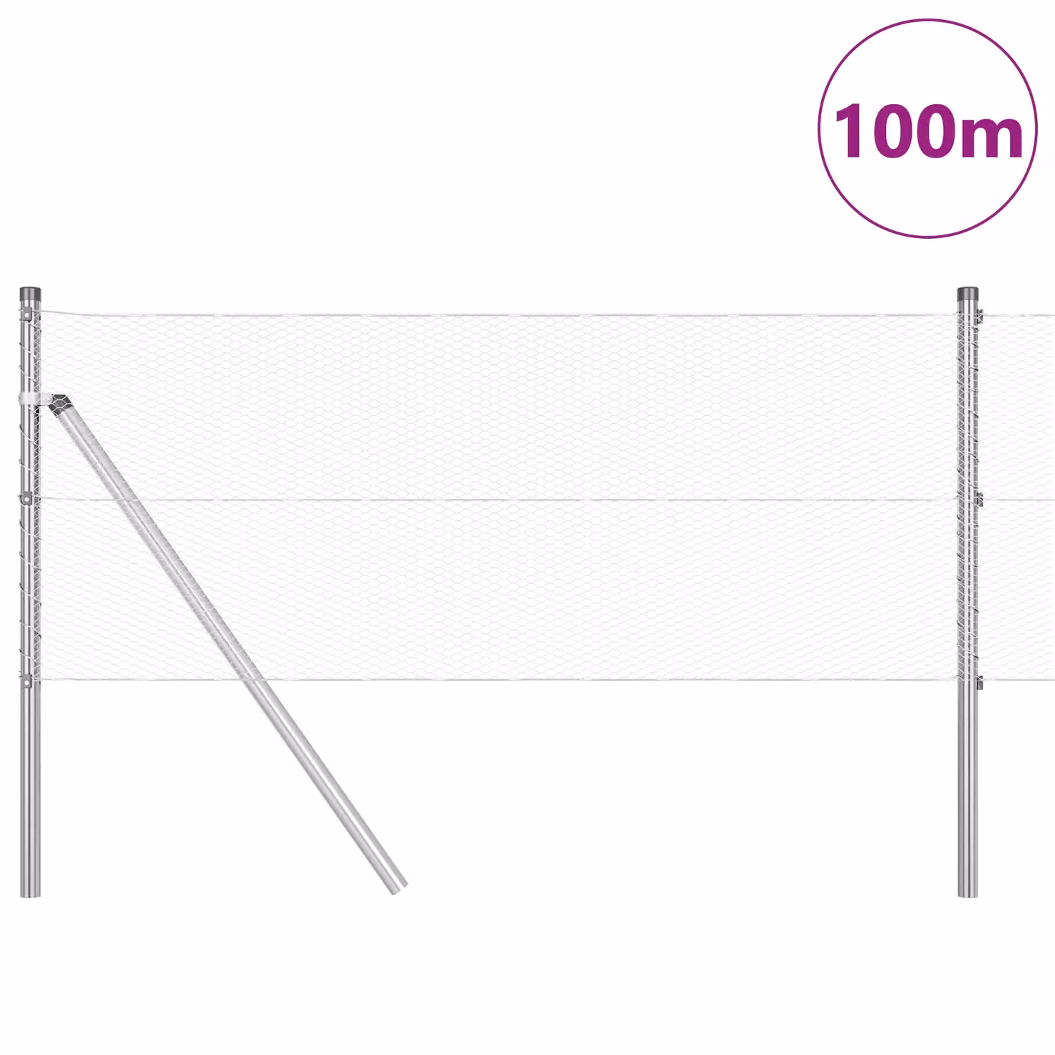 Berkfield Home Hexagon Fence in Silver Galvanised Steel, W: 60 cm, L: 100 m – 2