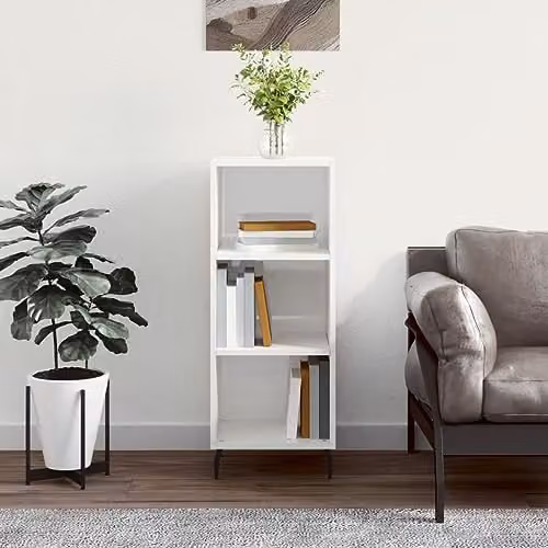vidaXL High Gloss White Sideboard in Engineered Wood W/D/H: 34.5 x 32.5 x 90 cm