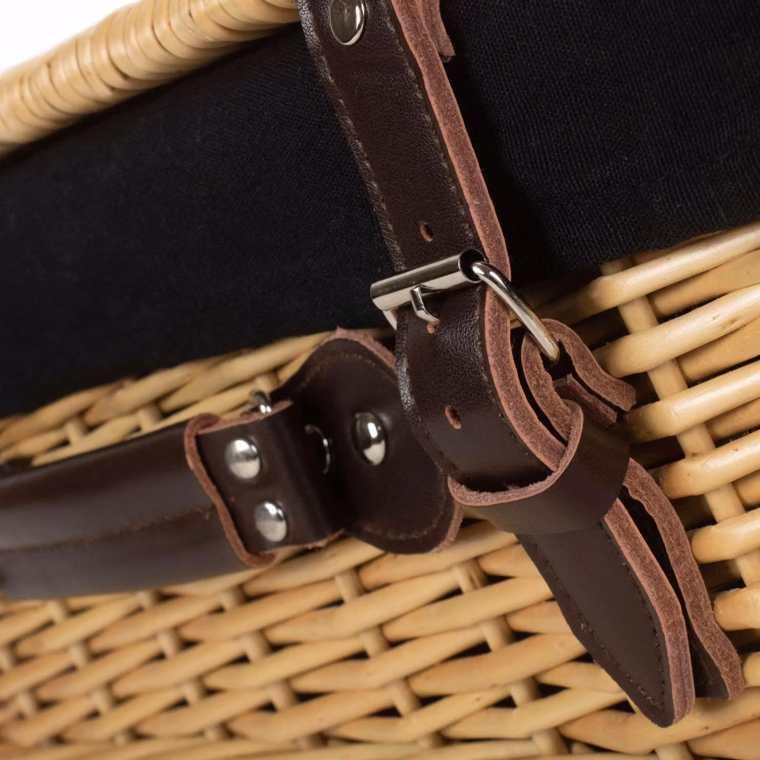 Red Wicker Picnic Basket Hamper with Black Cotton Lining, 45 cm – 3