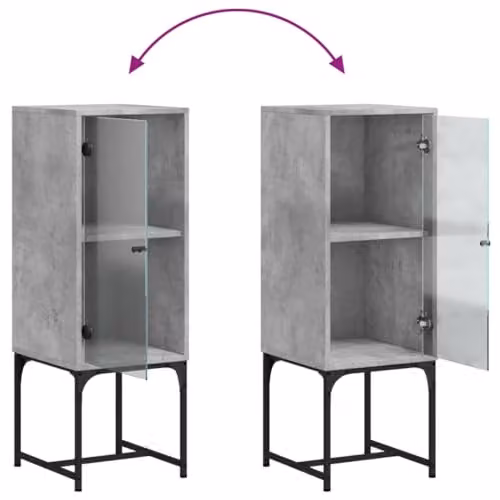 vidaXL Side Cabinet with Glass Doors in Concrete Grey, W/D/H: 35 x 37 x 100 cm – 3