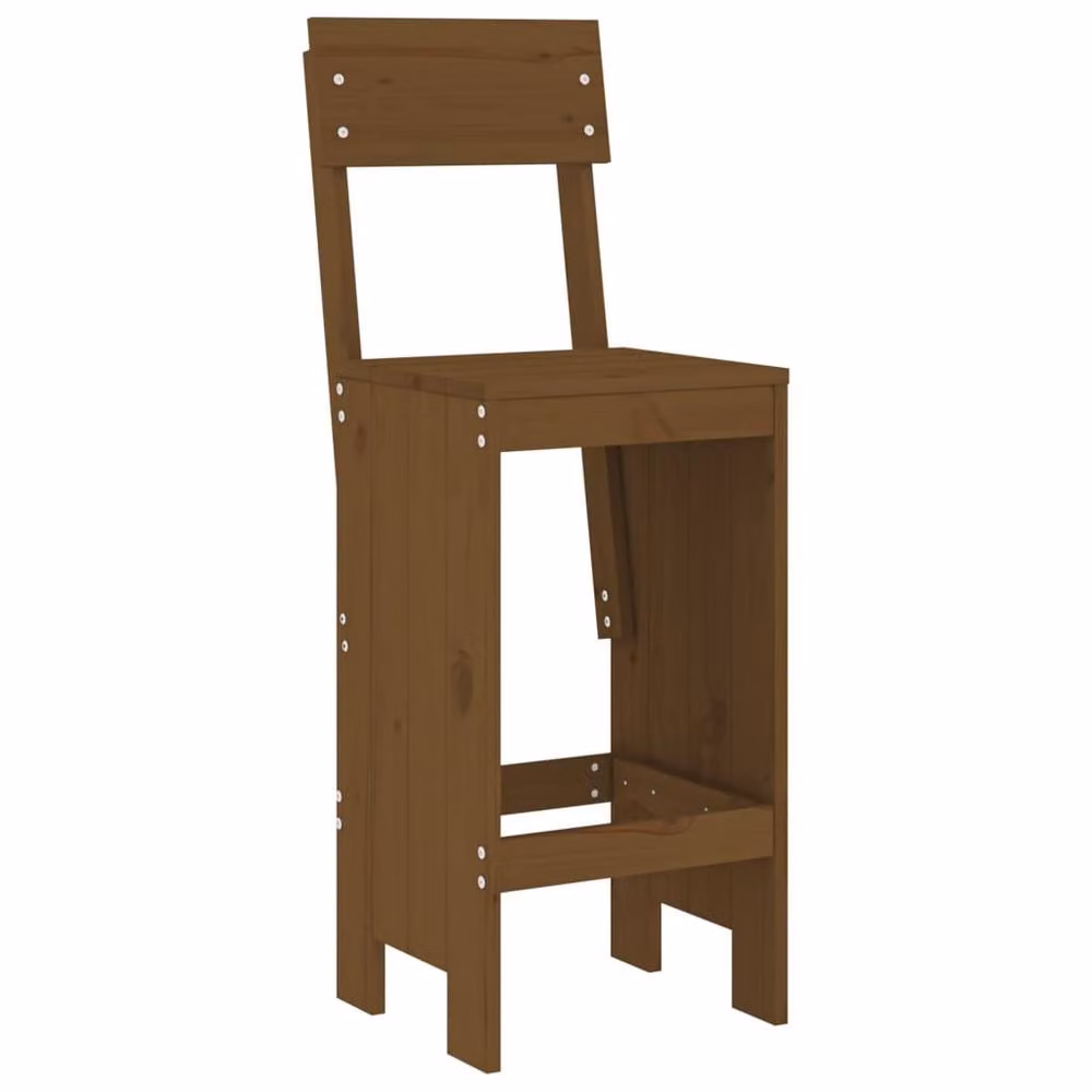Berkfield Home Set of 2 Rustic Solid Wood Pine Bar Stools, Honey Brown, W: 40 cm, D: 48.5 cm, H: 115.5 cm – 3