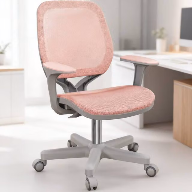 ERGOVEXA Pink Mesh Back Task Chair with Armrests and Castors