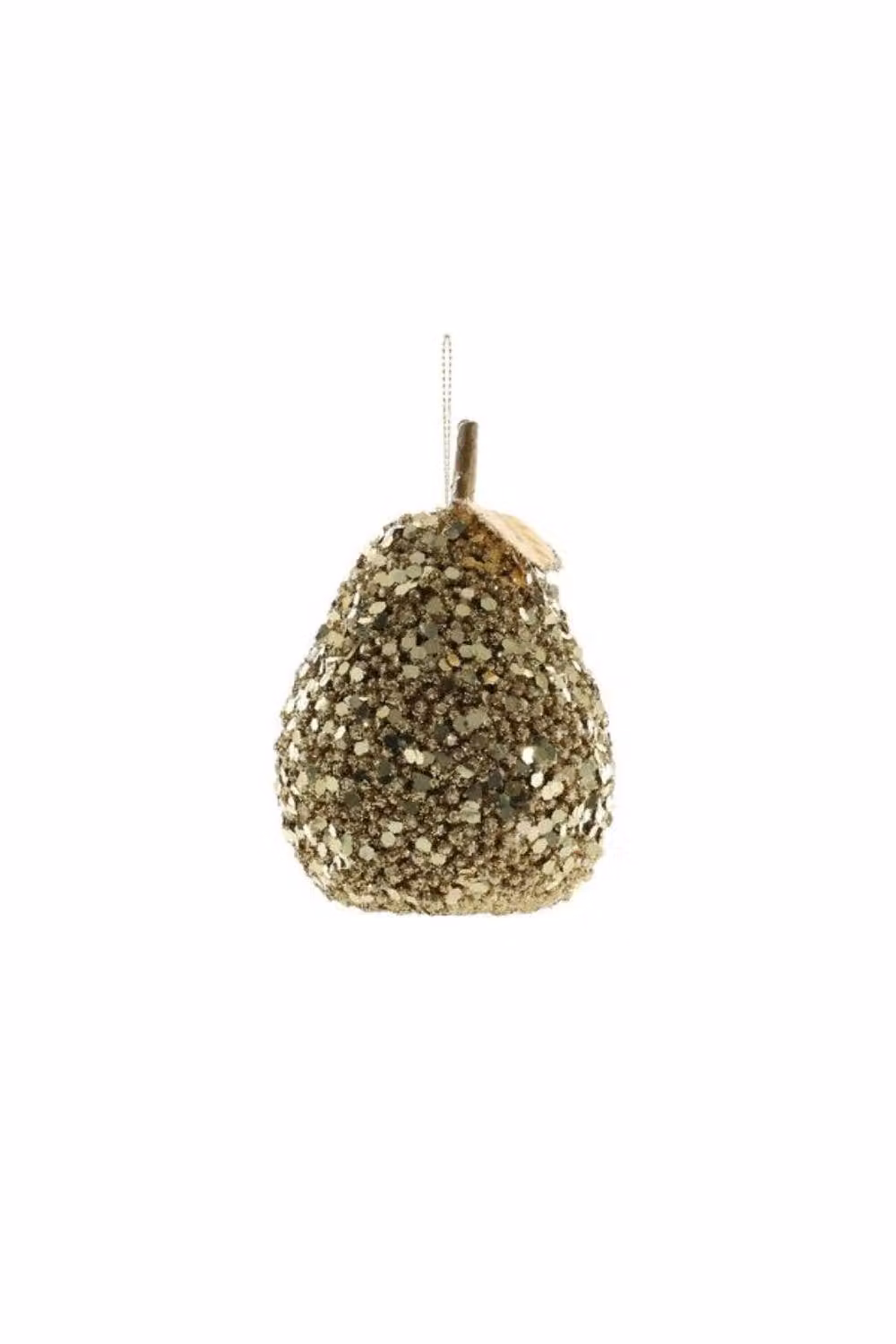 KDMD Gold Glittered Hanging Pear Christmas Pendant, 6 Pack, Diameter: 80 mm – 2