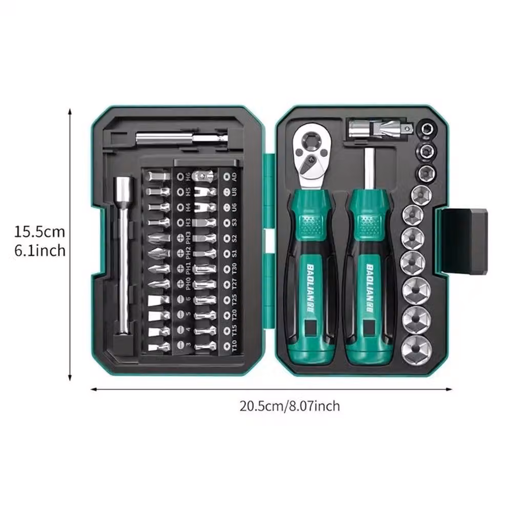 Nordara 40-Piece Small Drive Socket Ratchet Wrench and Screwdriver Set in Green – 2