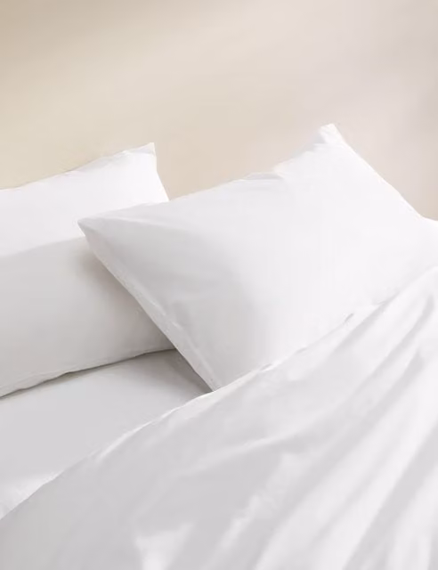 M&S 2 Pack Breathable Cotton Rich Plain White Pillowcases