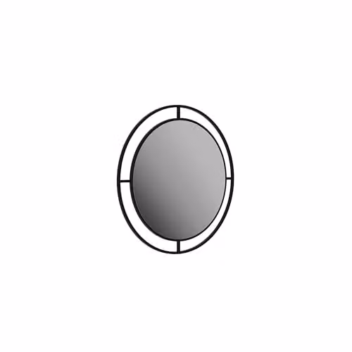 HOCUS PICUS Modern Geometric Round Metal Framed Wall Mirror in Black and Gold, W/D/H: 57 x 57 x 1 cm – 2